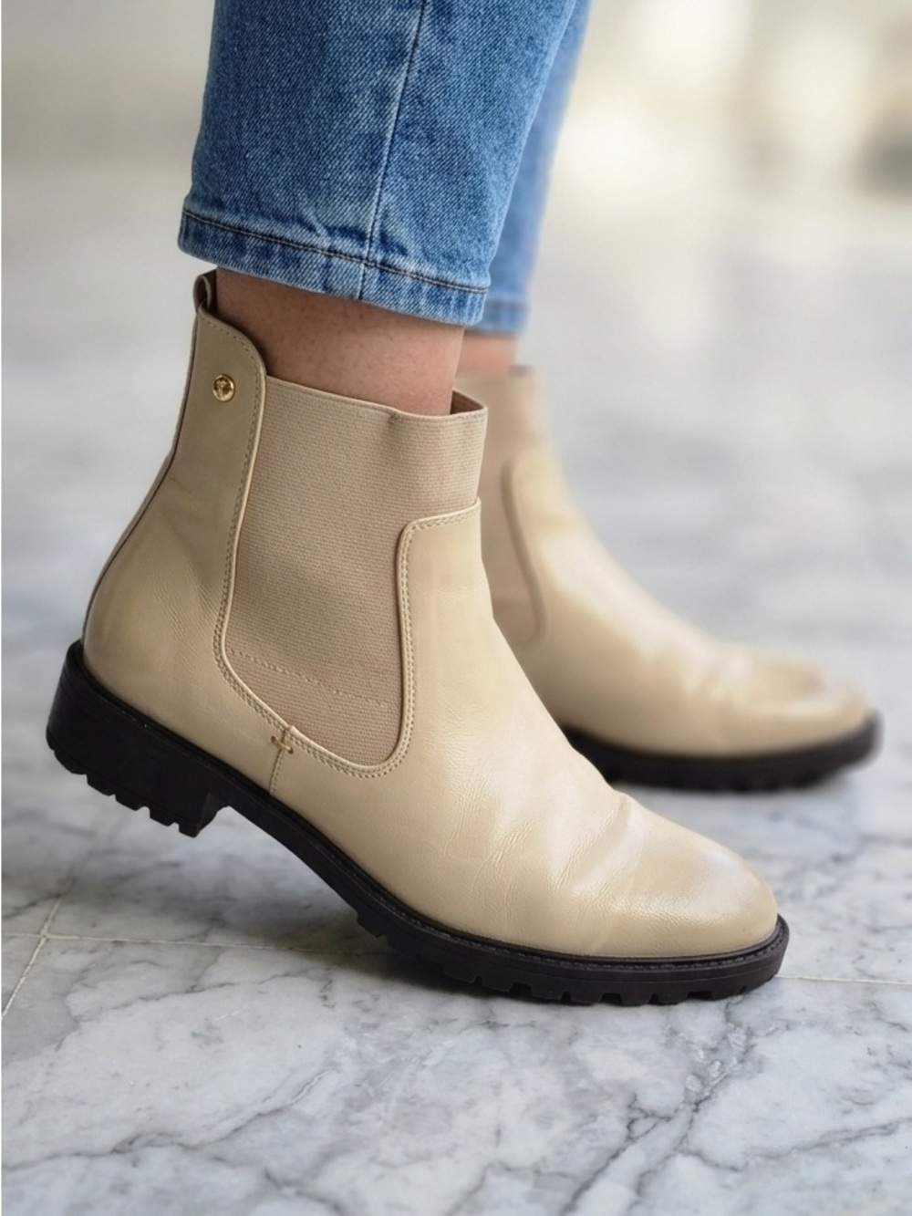 Elegant Cream Ankle Boots